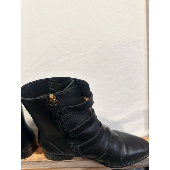 J.Crew Multi Buckle Black Leather Zip Boots/Booties, Size 7.5 - Picture 6 of 12